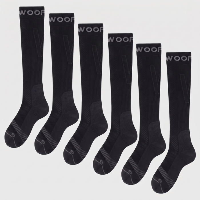 Black Performance Compression Socks 6 Pack