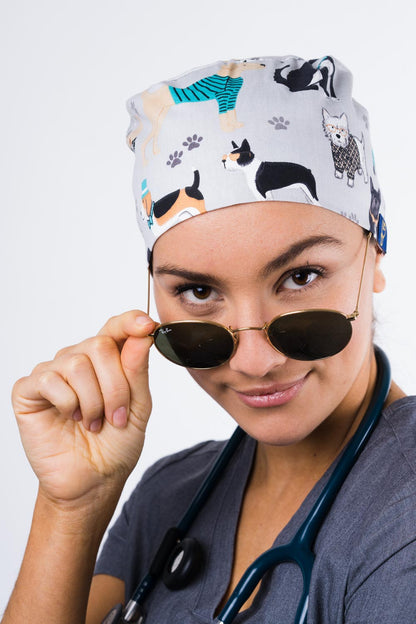 Hipster Dogs Scrub Cap