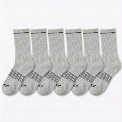 Grey Bamboo Crew Compression Socks 6 Pack