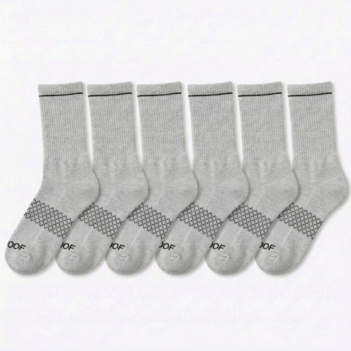 Grey Bamboo Crew Compression Socks 6 Pack