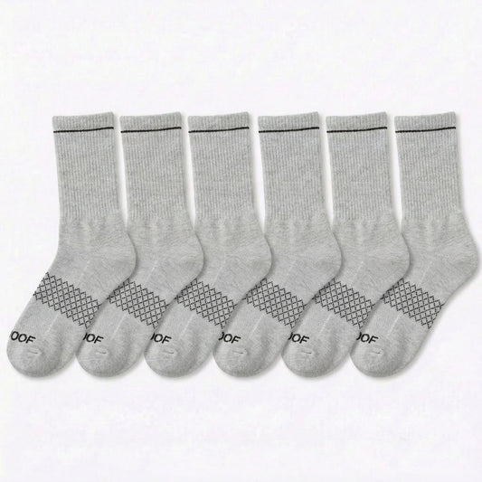 Grey Bamboo Crew Compression Socks 6 Pack
