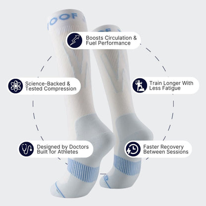 White & Blue Performance Compression Socks