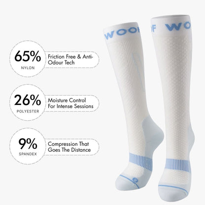 White & Blue Performance Compression Socks