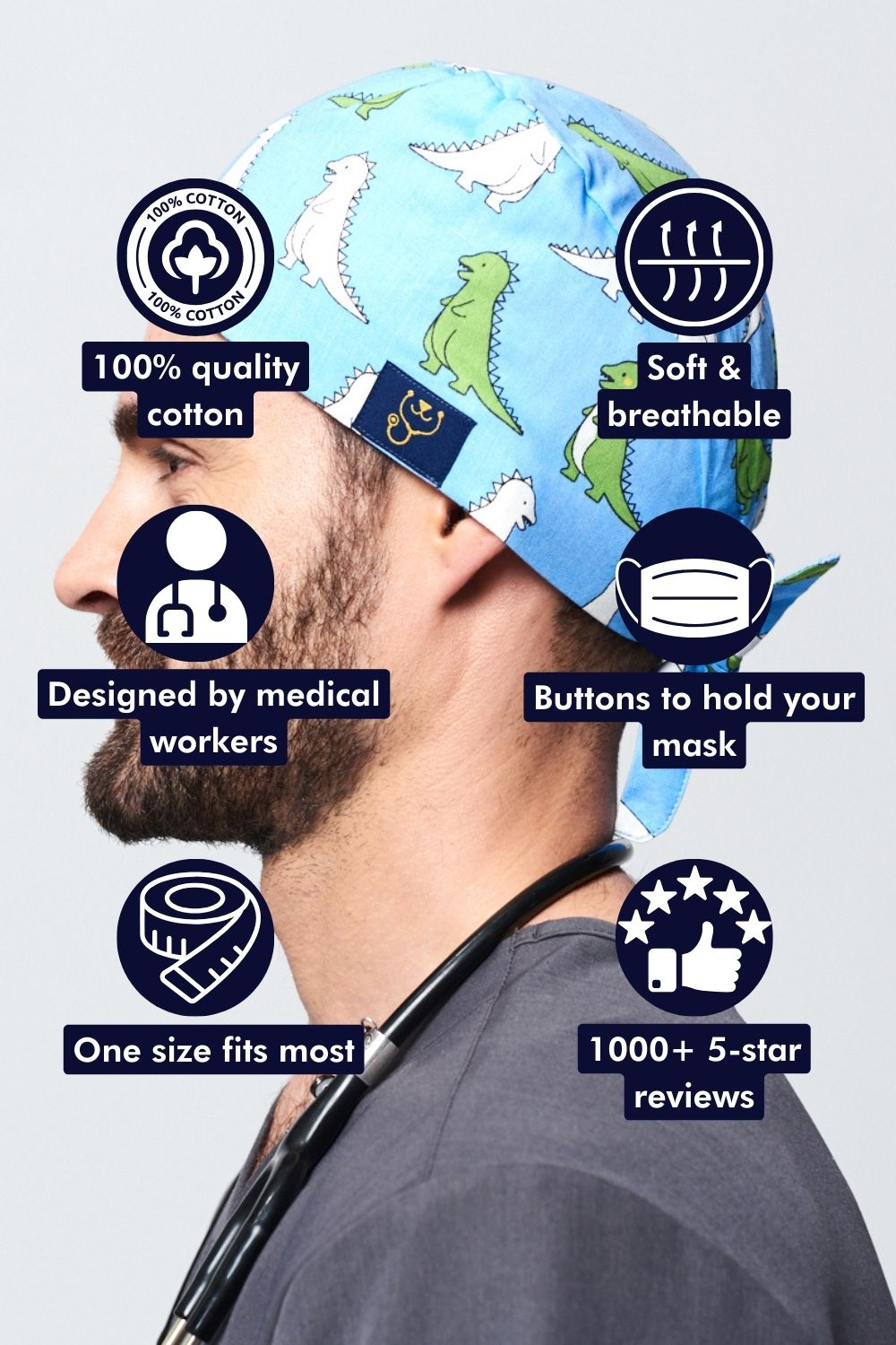 Dinosaurs Scrub Cap