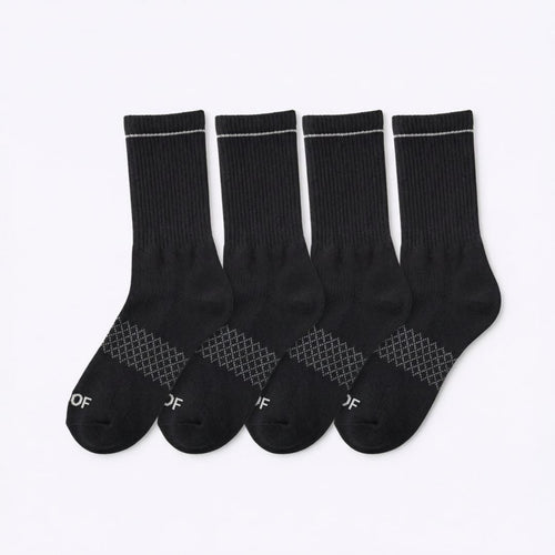 Black Bamboo Crew Compression Socks 4 Pack