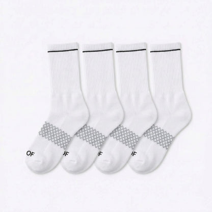 White Bamboo Crew Compression Socks 4 Pack