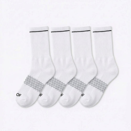 White Bamboo Crew Compression Socks 4 Pack