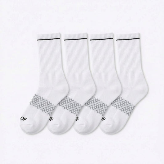 White Bamboo Crew Compression Socks 4 Pack