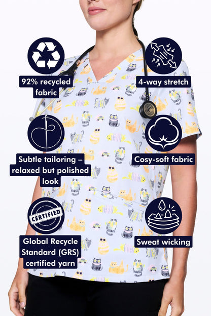 Cool Cats Women’s 3-Pocket Scrub Top