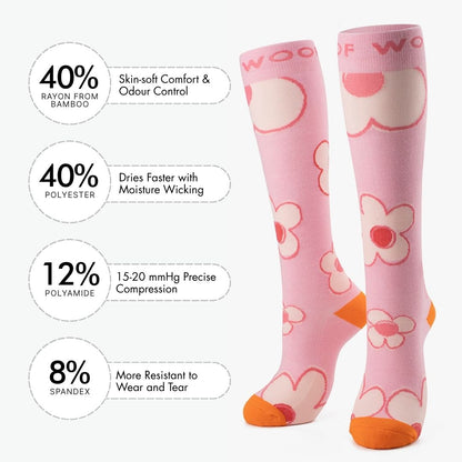 Flower Power Bamboo Compression Socks