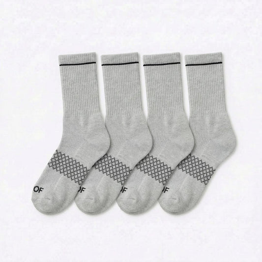 Grey Bamboo Crew Compression Socks 4 Pack