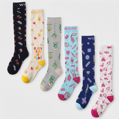 Positive Vibes Bamboo Compression Socks 6 Pack