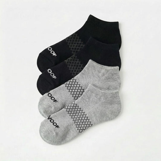 Black & Grey Bamboo Ankle Compression Socks 4 Pack