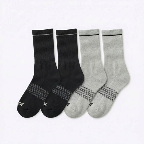 Black & Grey Bamboo Crew Compression Socks 4 Pack