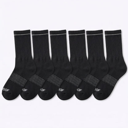 Black Bamboo Crew Compression Socks 6 Pack