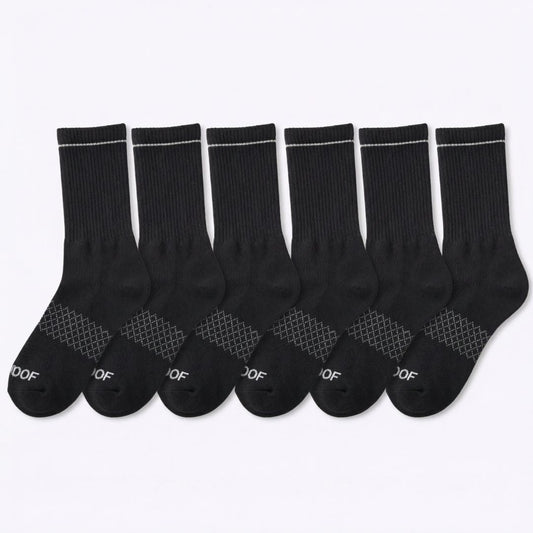 Black Bamboo Crew Compression Socks 6 Pack