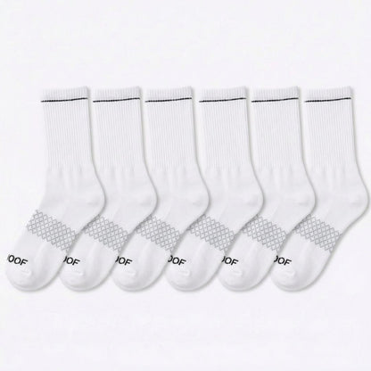 White Bamboo Crew Compression Socks 6 Pack