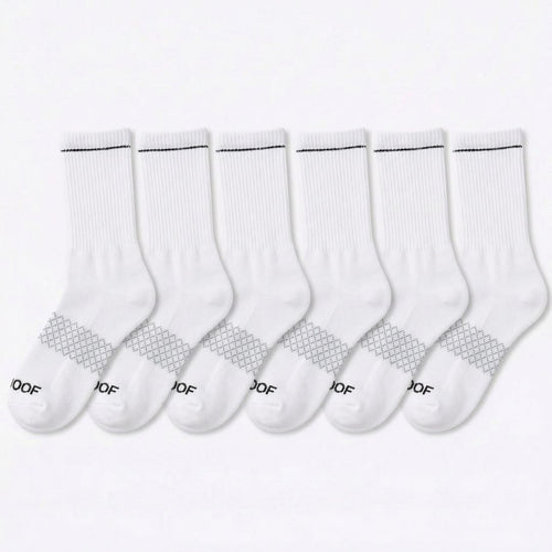 White Bamboo Crew Compression Socks 6 Pack