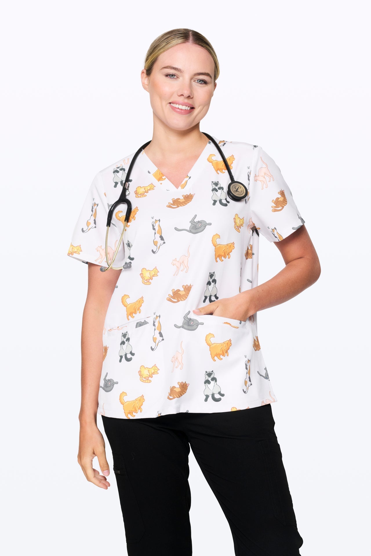 Lazy Cats Women’s 3-Pocket Scrub Top