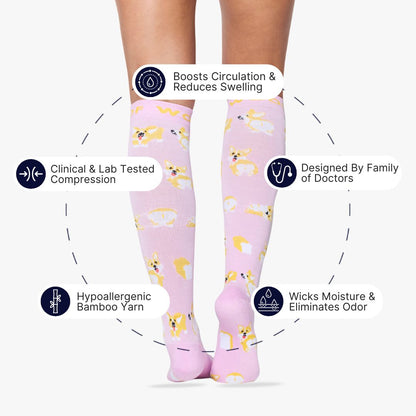 Loafing Corgis Bamboo Compression Socks