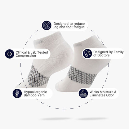 White Bamboo Ankle Compression Socks